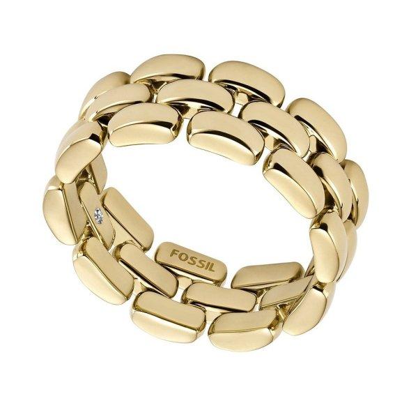 Fossil Stílusos női gyűrű aranyozott acélból Arden JF04785710 49 mm