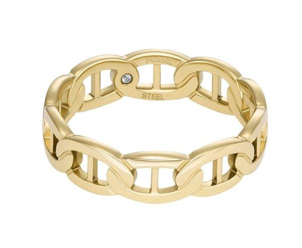 Fossil Divatos aranyozott gyűrű Heritage JF04782710 49 mm