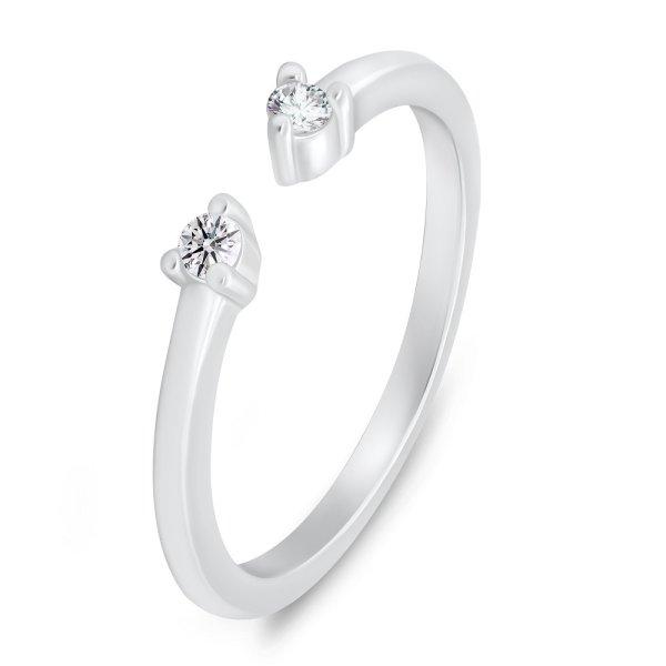 Brilio Silver Ezüst nyitott gyűrű átlátszó cirkónium kövekkel RI123W 50
mm