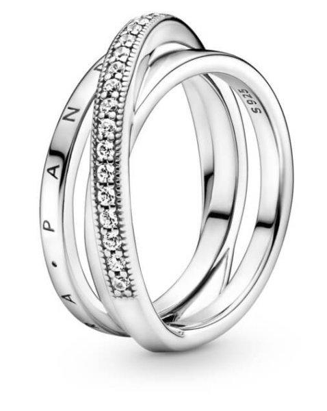 Pandora Ezüst összefont gyűrű cirkónium kövekkel Pavé 199057C01 50 mm