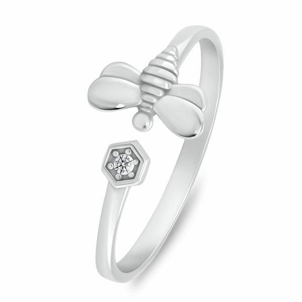 Brilio Silver Bájos nyitott gyűrű Méhecske cirkónium kövekkel RI143W 60 mm