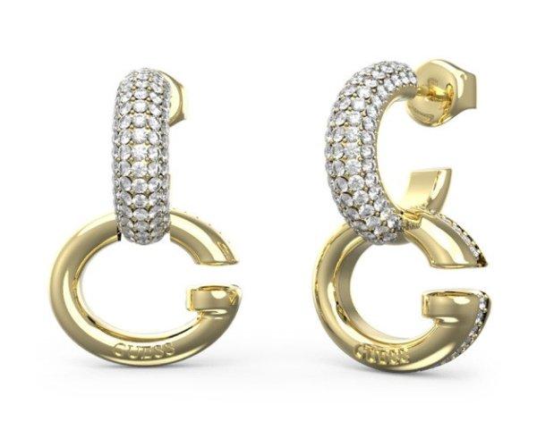 Guess Aranyozott kerek fülbevaló kristályokkal Oh My G JUBE04521JWYGT/U