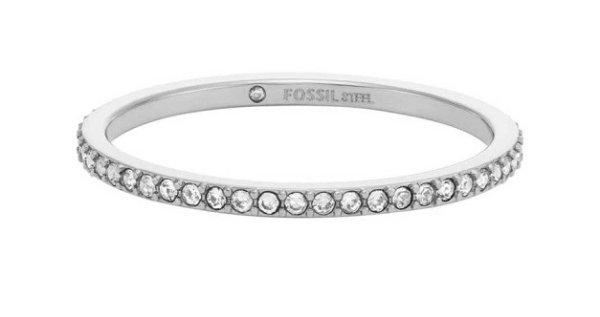 Fossil Csillogó acél gyűrű Ellis Pavé JF04687040 54 mm