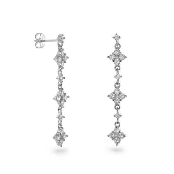 AGAIN Jewelry Gyönyörű lógó ezüst fülbevaló átlátszó cirkónium
kövekkel AJNS0019