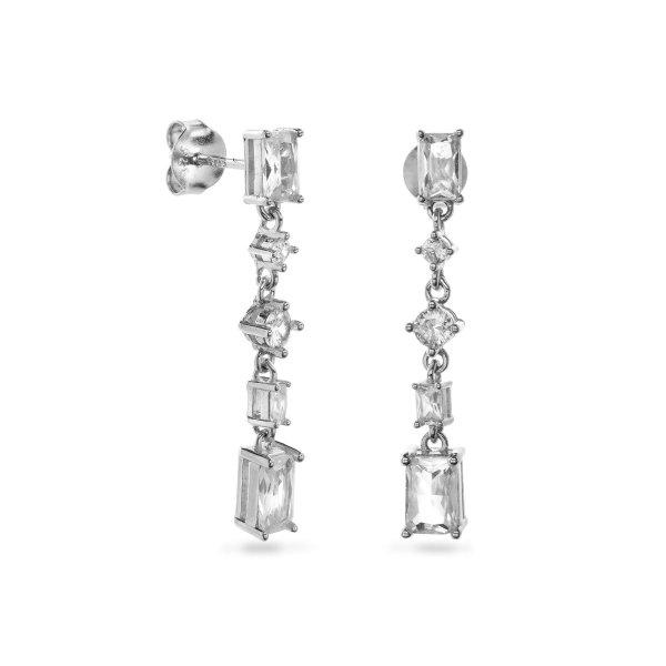AGAIN Jewelry Csillogó lógó ezüst fülbevaló cirkónium kövekkel AJNS0029