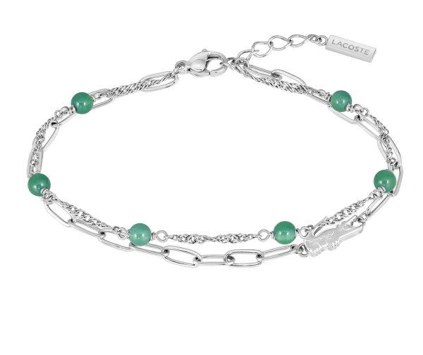Lacoste Női acél karkötő zöld gyöngyökkel Deva 2040457