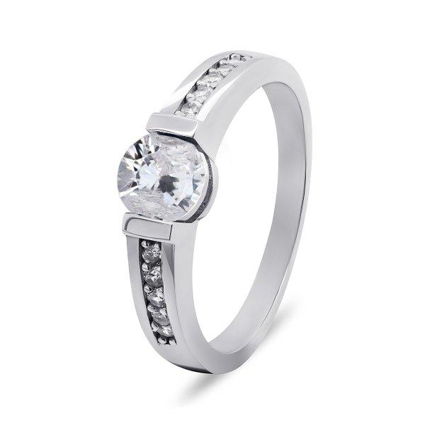 Brilio Silver Bájos ezüst gyűrű átlátszó cirkónium kövekkel RI022W 58
mm