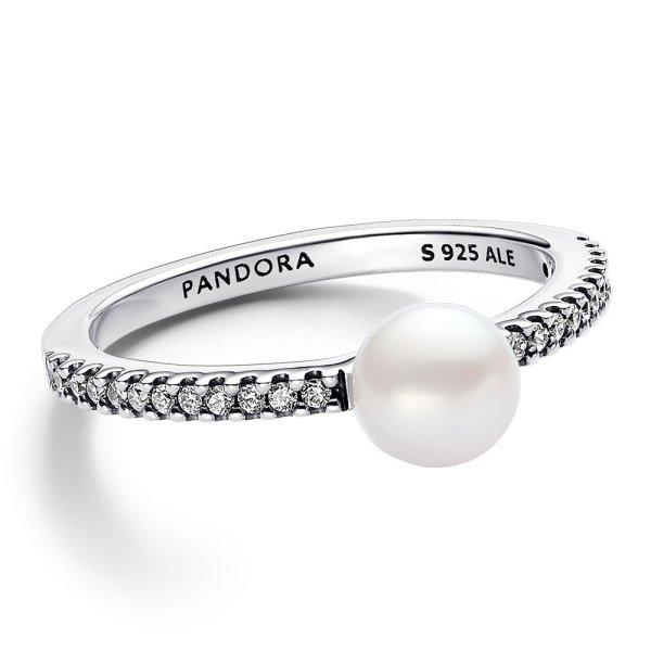 Pandora Csillogó ezüst gyűrű valódi gyönggyel Timeless 193158C01 54 mm