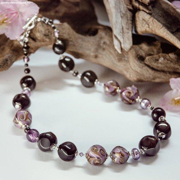 Lampglas Stílusos nyaklánc Lavender Charm tiszta ezüsttel a Lampglas NCQ13
gyöngyökben