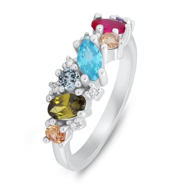 Brilio Silver Jellegzetes ezüst gyűrű színes cirkónium kővel RI099W 50 mm