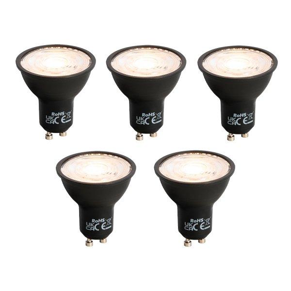 5 db GU10 dimmelhető LED izzó szett fekete 6W 500lm 2700K