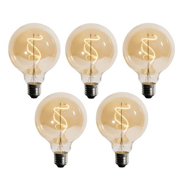 5 db E27 Dimmelhető LED Spirál Filament G95 4W 270lm 2200K