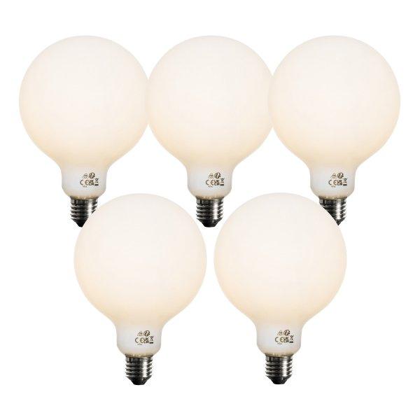 5 db E27 3-lépcsős dimmelhető LED izzó opál üveg G125 4W 450lm 3000K