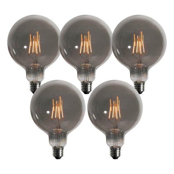 5 db E27-es dimmelhető LED izzó készlet, füstszínű G125 4W 130 lm 1900K