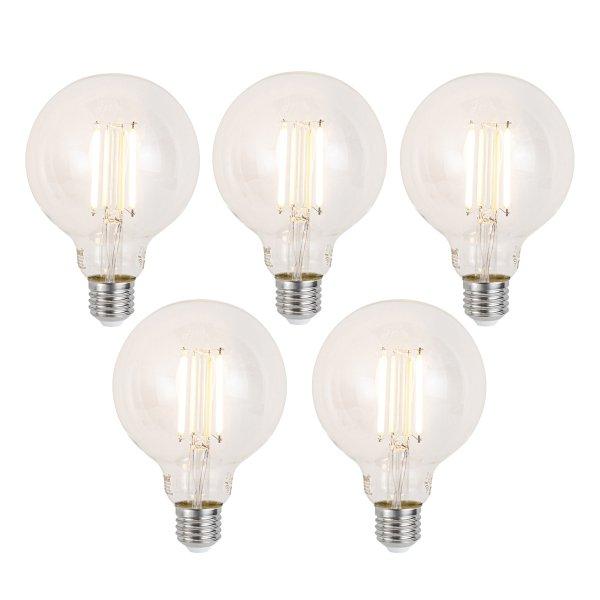 5 db Okos E27 Dimmelhető LED Izzó G95 Átlátszó 7W 806lm 2700-6500K