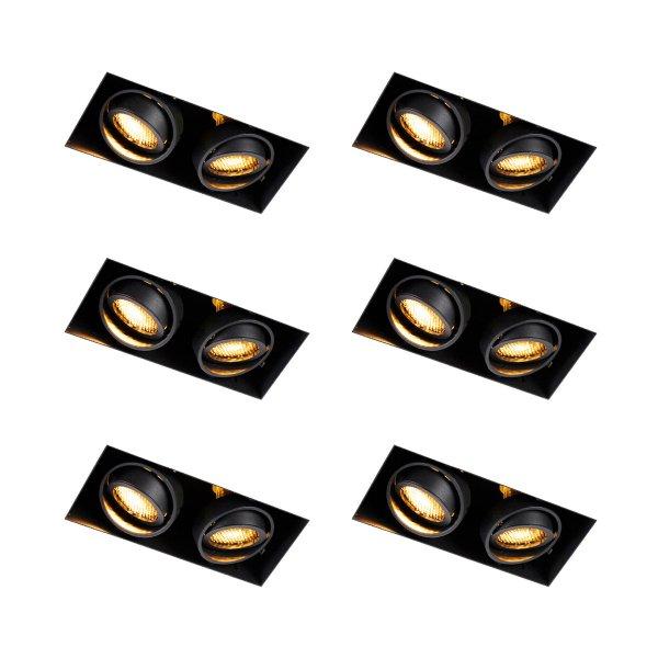 6 darabos süllyesztett spotlámpa készlet fekete, állítható, keret
nélküli, 2 fényforrásos - Oneon Honey