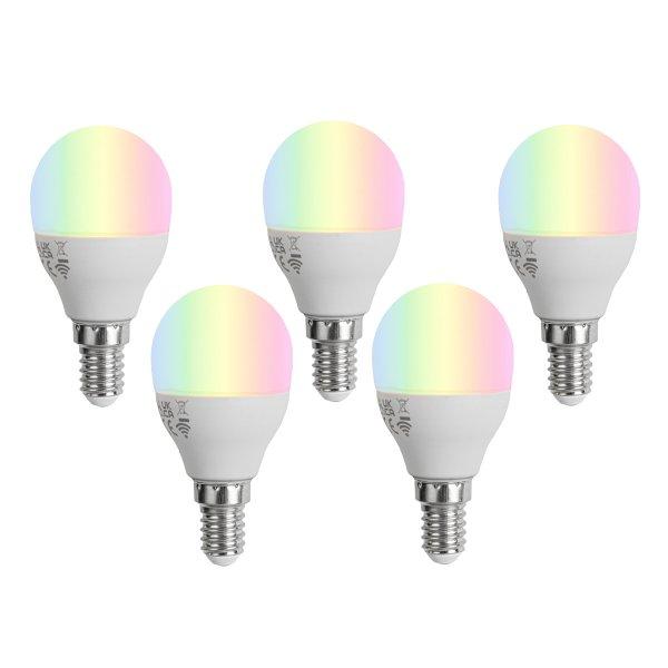 5 darabos Smart E14 LED izzókészlet G45 Opál RGBW 4,9W 470 lm 2700-6500K