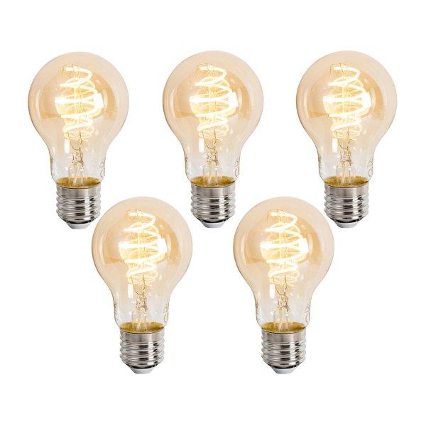 5 db Okos E27 Dimmelhető LED Izzó A60 Borostyán 4.9W 320lm 2500K