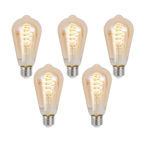 5 db Okos E27 Dimmelhető LED Izzó ST64 Borostyán 4.9W 320lm 2500K
