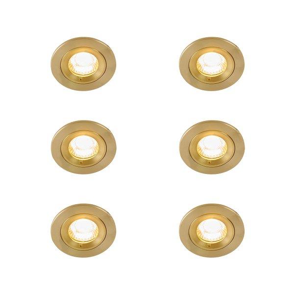 6 darabos modern, süllyesztett, arany színű, kerek, IP44-es spotlámpa szett
- Xena
