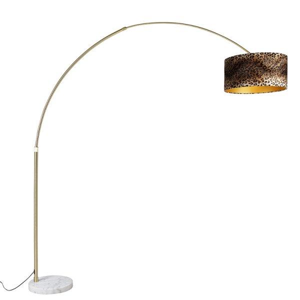 Ív lámpa sárgarézzel és fehér szövet árnyékolóval Leopárd 50 cm - XXL