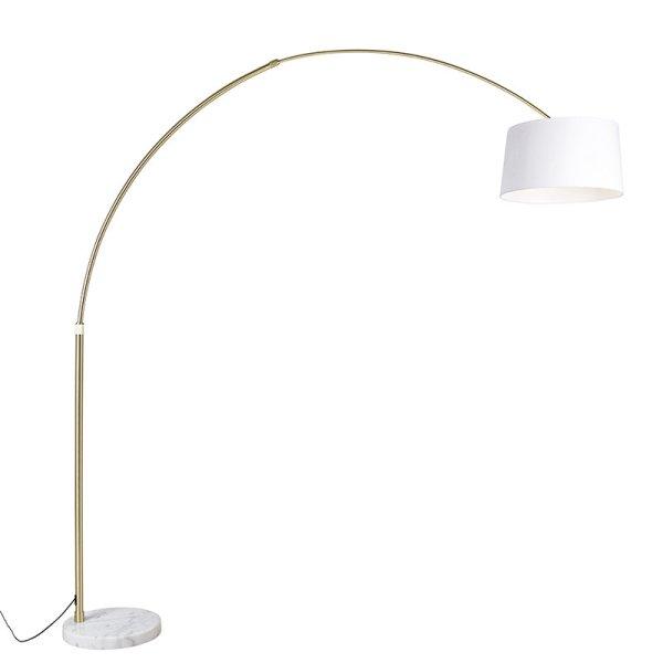 Ív lámpa sárgarézzel és fehér szövetbúrával, fehér 50 cm - XXL