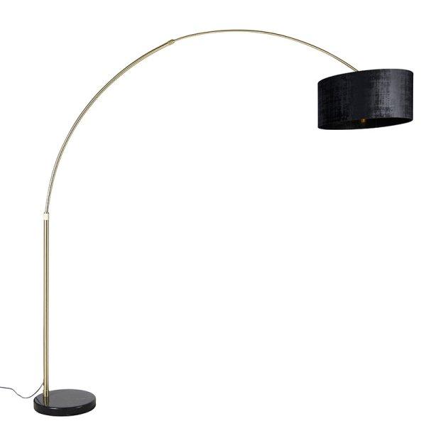 Ív lámpa sárgarézből fekete szövet árnyékolóval, fekete 50 cm - XXL