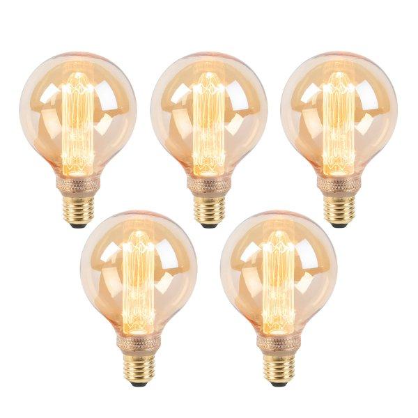 5 db G95 E27 LED izzó szett 5W 1800K borostyán 3 fokozatú dimmelhető