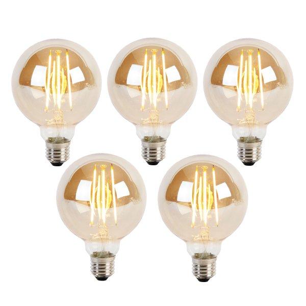 5 db E27 3 fokozatú dimmelhető LED izzó G95 arany üveg 5W 380lm 2200K
