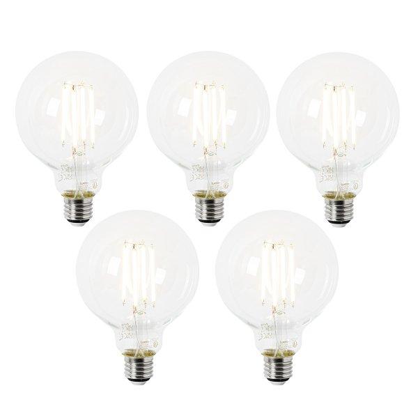 5 db E27 LED izzó szett G95 átlátszó 2,2W 470lm 2700K