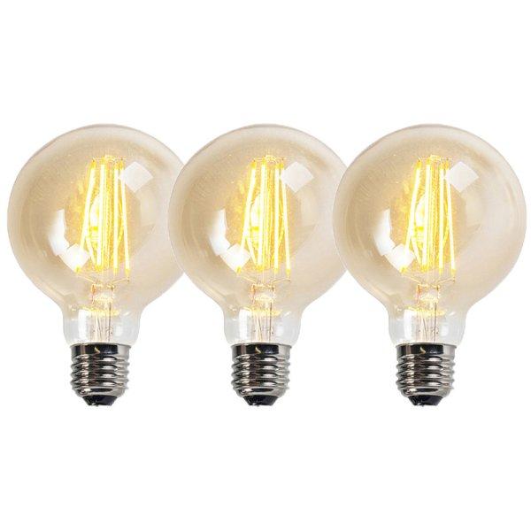 3 db E27-es szabályozható LED izzó G95 arany 5W 450lm 2200K készlet