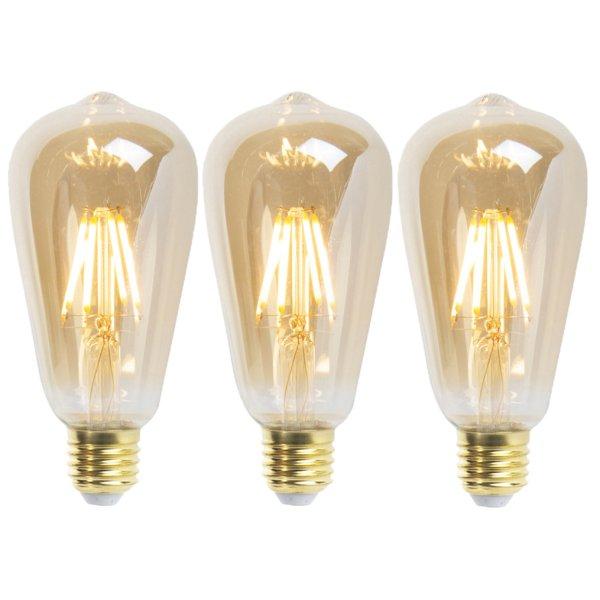 3 db-os készlet E27 szabályozható LED izzók ST64 Goldline 5W 380lm 2200K