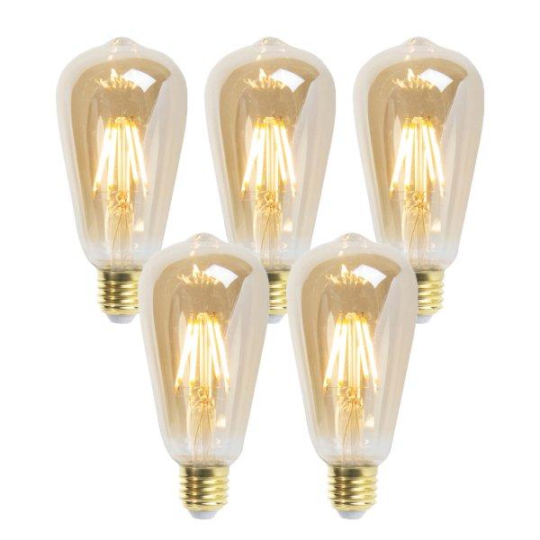 5 db-os készlet E27-es dimmelhető LED izzó ST64 Goldline 5W 380lm 2200K