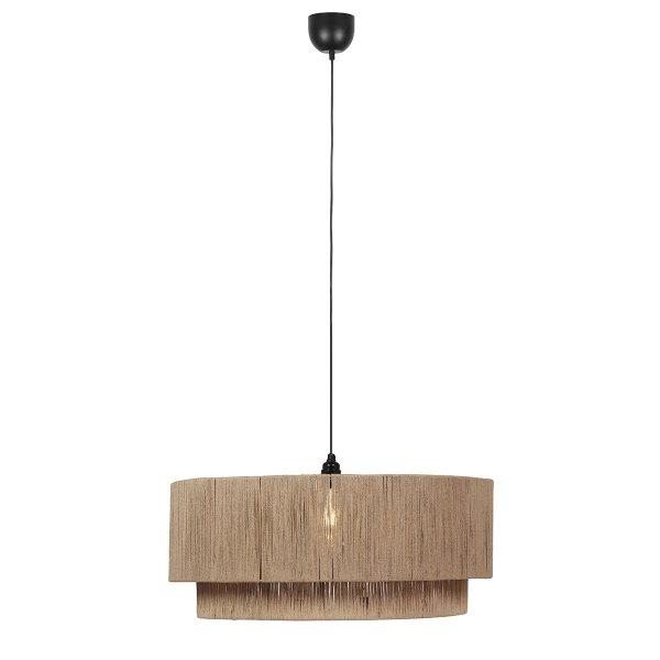 Japandi függőlámpa fekete barna kötéllel 60cm - Smilla