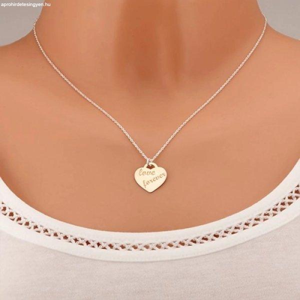 Nyakék 925 ezüstből, szív réz színben, "love forever" felirat