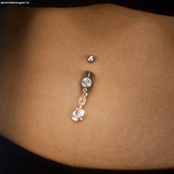 Piercing 316K acélból, ezüst és réz szín, szemkörvonal, csepp, áttetsző
cirkóniák