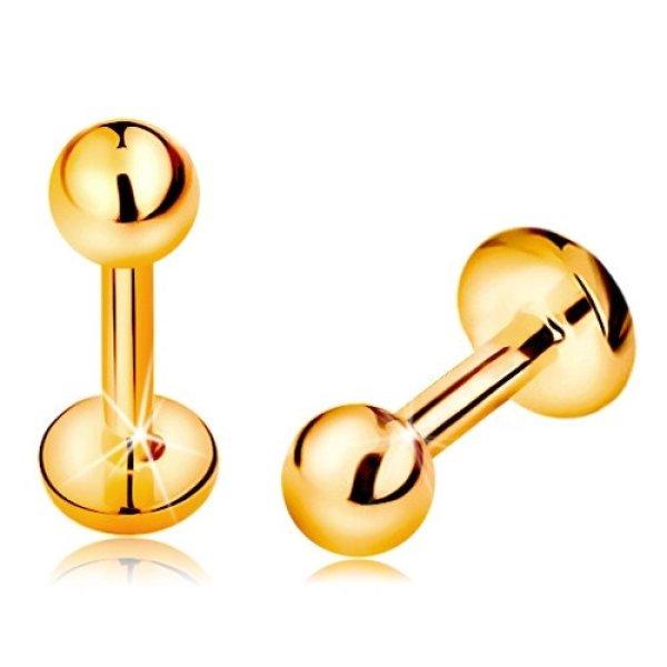 Labret ajakba, állba és ajak fölé - 14K arany, fényes sima golyó, 5 mm
