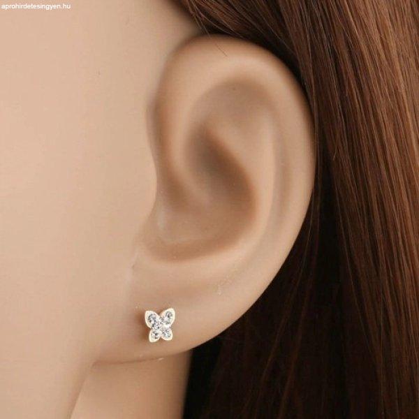 Fülbevaló sárga 14K aranyból - lepke Swarovski kristályokkal kirakva