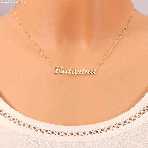 14K arany állítható nyaklánc Katarína névvel, finom csillogó lánc