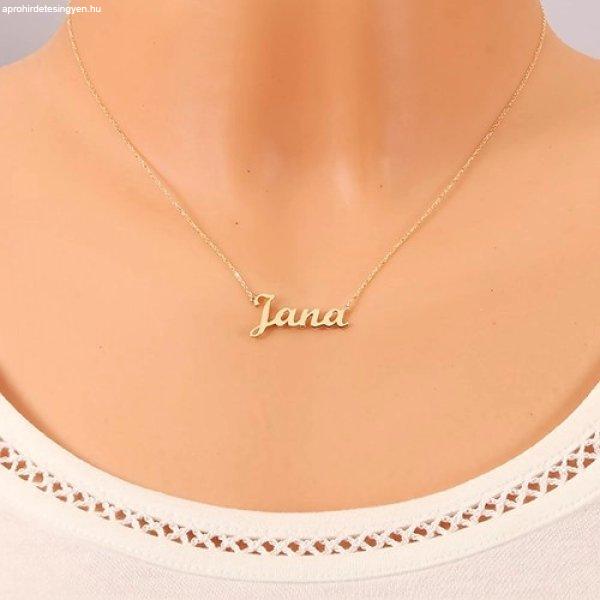 14K arany állítható nyaklánc Jana névvel, finom csillogó lánc