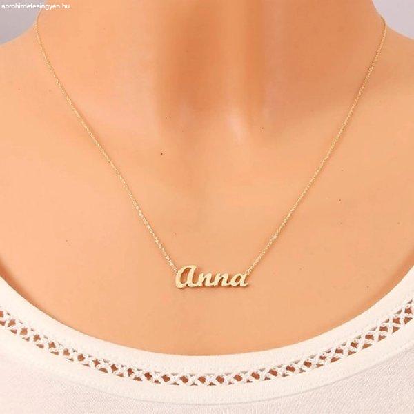 14K arany állítható nyaklánc Anna névvel, finom csillogó lánc