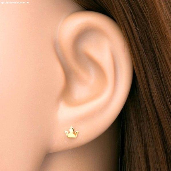 Fülpiercing sárga 14K aranyból - kis háromágú korona