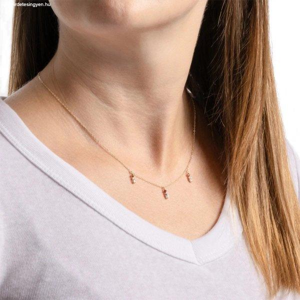 14K sárga arany nyaklánc - piros kerek és átlátszó téglalap alakú
cirkóniák