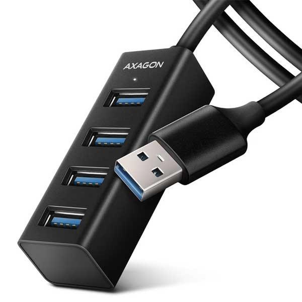 AXAGON HUE-M1AL, 4x USB 3.2 Gen 1 MINI hub, fém, kábel USB-A 1.2m