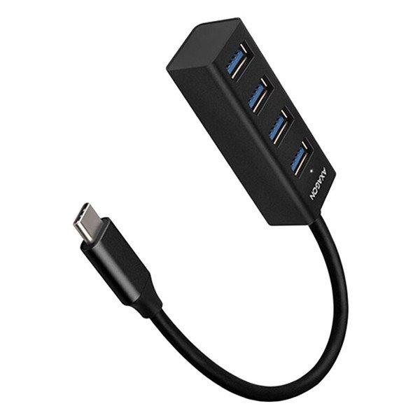 AXAGON HUE-M1C, 4x USB 3.2 Gen 1 MINI hub, fém, kábel USB-C 20cm