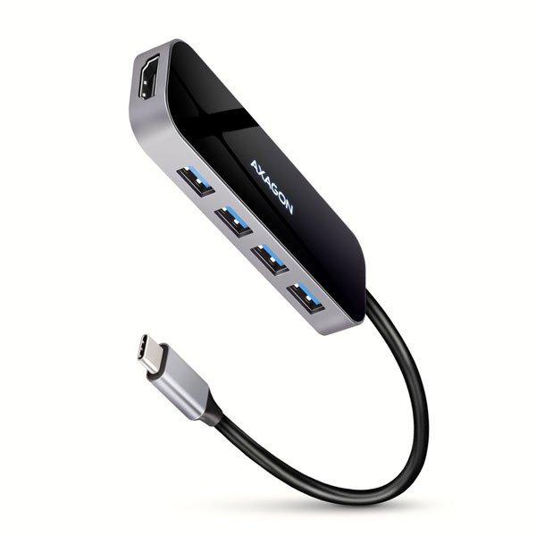 AXAGON HMC-6H4A, USB 3.2 Gen 1 hub, port 4x USB-A, HDMI 4k/30Hz, PD 100W, kábel
USB-C 20cm