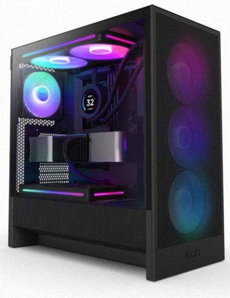 NZXT case H5 Flow RGB / 360 mm RGB core fan / mesh / Black