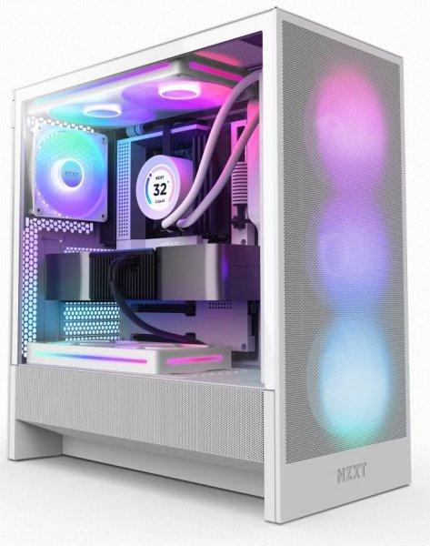 NZXT case H5 Flow RGB / 360 mm RGB core fan / mesh / White
