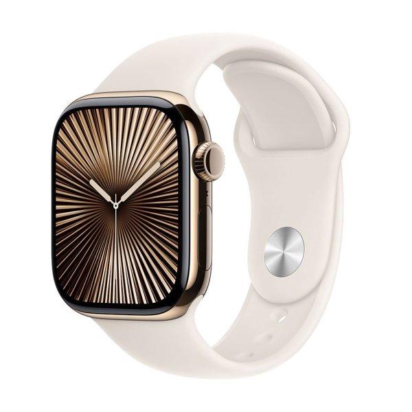 Apple Watch Series 10 GPS + Cellular 42mm Gold Titanium Case with Starlight
Sport Band - S/M