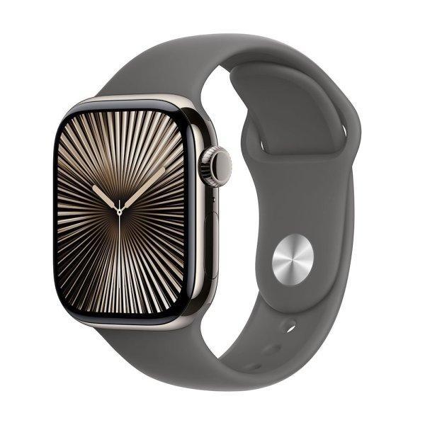 Apple Watch Series 10 GPS + Cellular 42mm Natural Titanium Case with Stone Grey
Sport Band - M/L